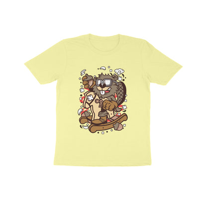 Kids' Half Sleeve Round Neck Tshirt – Brown Beaver Rocking Horse puraidoprints