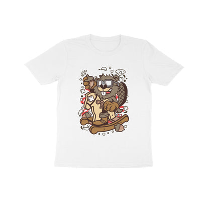 Kids' Half Sleeve Round Neck Tshirt – Brown Beaver Rocking Horse puraidoprints