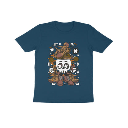 Kids' Half Sleeve Round Neck Tshirt – Brown Skull Army puraidoprints