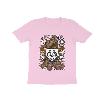 Kids' Half Sleeve Round Neck Tshirt – Brown Skull Army puraidoprints