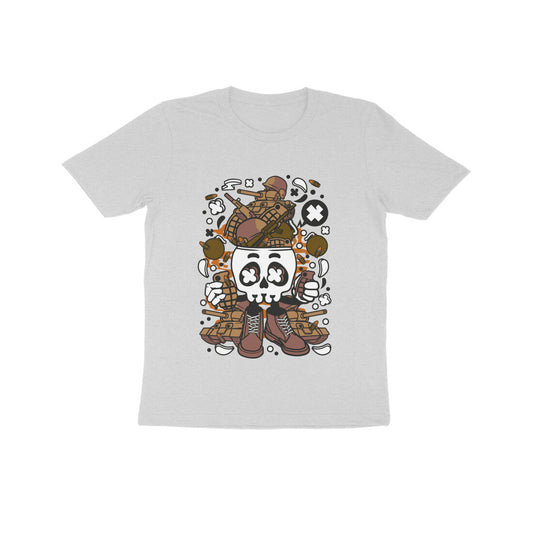 Kids' Half Sleeve Round Neck Tshirt – Brown Skull Army puraidoprints