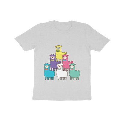 Kids' Half Sleeve Round Neck Tshirt – Colorful llama puraidoprints
