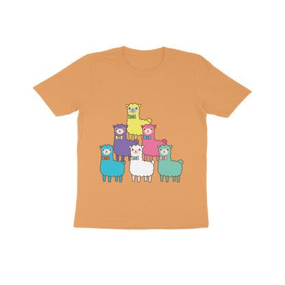 Kids' Half Sleeve Round Neck Tshirt – Colorful llama puraidoprints