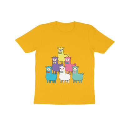 Kids' Half Sleeve Round Neck Tshirt – Colorful llama puraidoprints