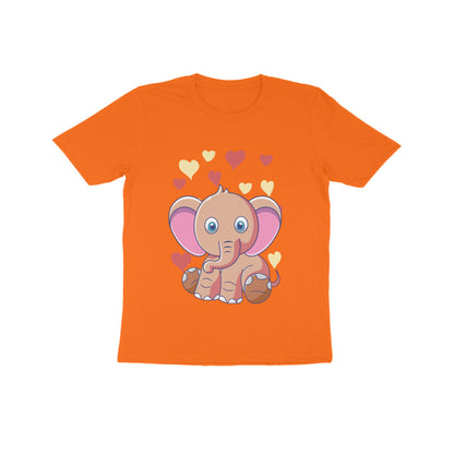 Kids' Half Sleeve Round Neck Tshirt – Cute Elephant puraidoprints