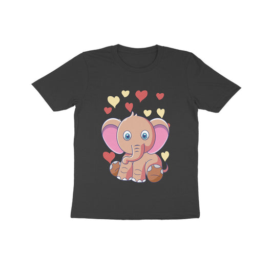 Kids' Half Sleeve Round Neck Tshirt – Cute Elephant puraidoprints