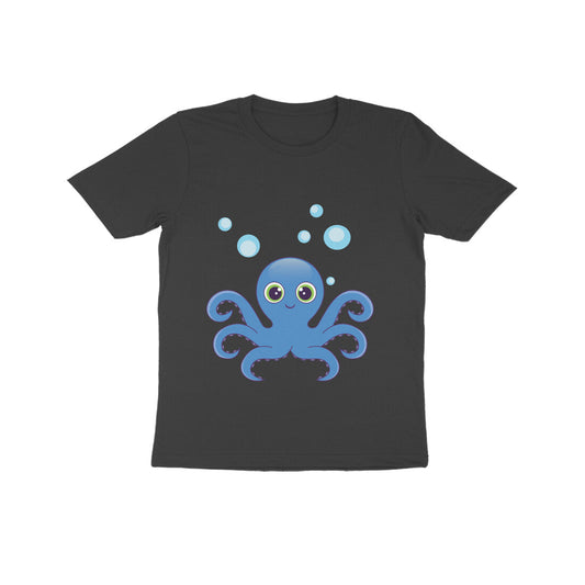 Kids' Half Sleeve Round Neck Tshirt – Cute octopus puraidoprints