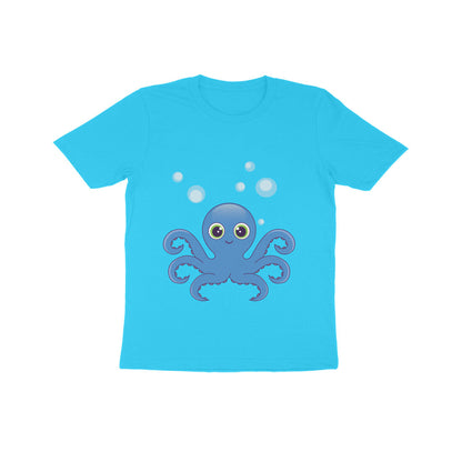 Kids' Half Sleeve Round Neck Tshirt – Cute octopus puraidoprints