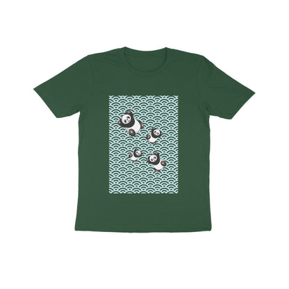 Kids' Half Sleeve Round Neck Tshirt - Falling Pandas puraidoprints