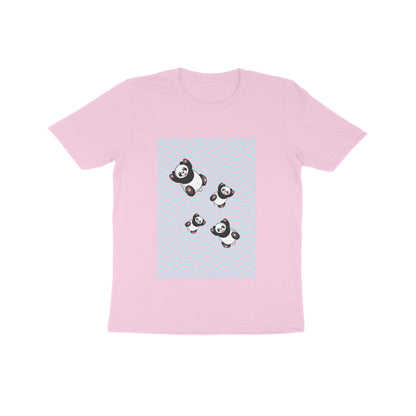 Kids' Half Sleeve Round Neck Tshirt - Falling Pandas puraidoprints