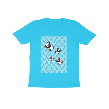 Kids' Half Sleeve Round Neck Tshirt - Falling Pandas puraidoprints