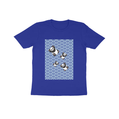 Kids' Half Sleeve Round Neck Tshirt - Falling Pandas puraidoprints