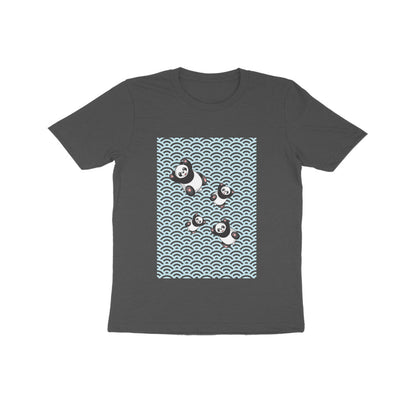 Kids' Half Sleeve Round Neck Tshirt - Falling Pandas puraidoprints