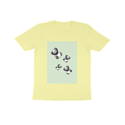 Kids' Half Sleeve Round Neck Tshirt - Falling Pandas puraidoprints