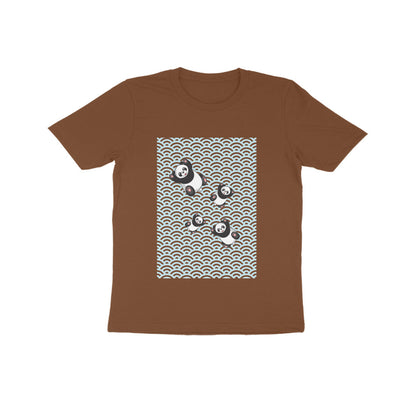 Kids' Half Sleeve Round Neck Tshirt - Falling Pandas puraidoprints