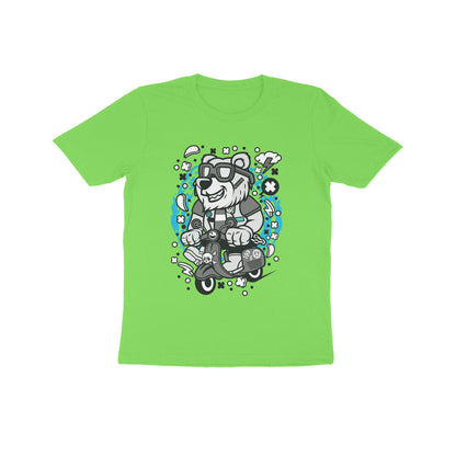 Kids' Half Sleeve Round Neck Tshirt – Gray Bear Scooterist puraidoprints