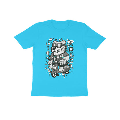 Kids' Half Sleeve Round Neck Tshirt – Gray Bear Scooterist puraidoprints