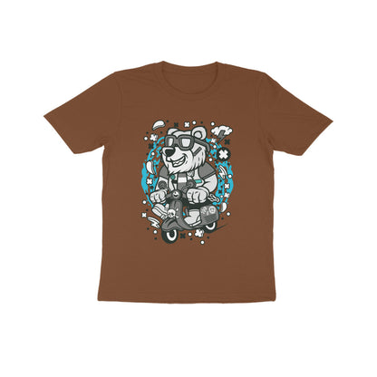 Kids' Half Sleeve Round Neck Tshirt – Gray Bear Scooterist puraidoprints