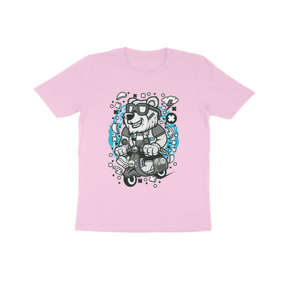 Kids' Half Sleeve Round Neck Tshirt – Gray Bear Scooterist puraidoprints