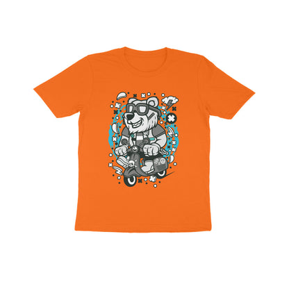 Kids' Half Sleeve Round Neck Tshirt – Gray Bear Scooterist puraidoprints