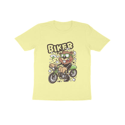 Kids' Half Sleeve Round Neck Tshirt – Green Biker Beaver puraidoprints