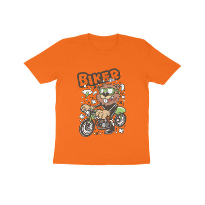 Kids' Half Sleeve Round Neck Tshirt – Green Biker Beaver puraidoprints