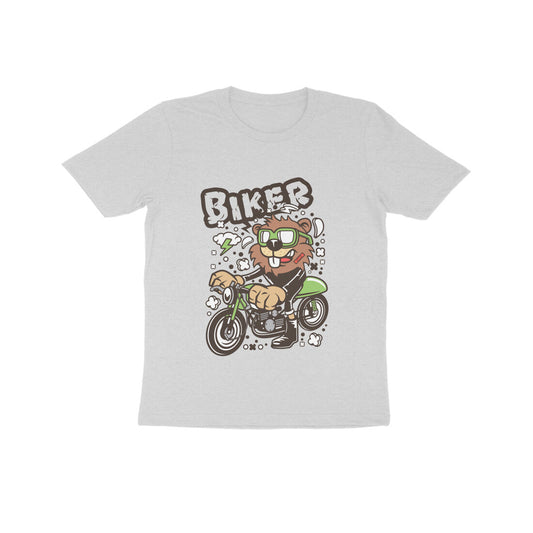Kids' Half Sleeve Round Neck Tshirt – Green Biker Beaver puraidoprints