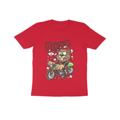 Kids' Half Sleeve Round Neck Tshirt – Green Biker Beaver puraidoprints