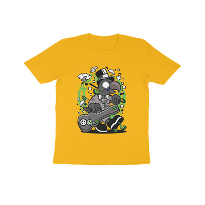 Kids' Half Sleeve Round Neck Tshirt – Green Bird Musician puraidoprints