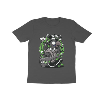 Kids' Half Sleeve Round Neck Tshirt – Green Bird Musician puraidoprints
