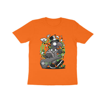 Kids' Half Sleeve Round Neck Tshirt – Green Bird Musician puraidoprints