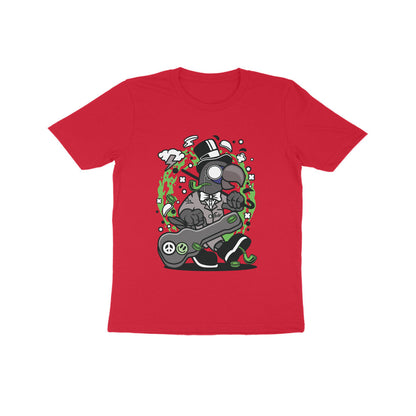 Kids' Half Sleeve Round Neck Tshirt – Green Bird Musician puraidoprints