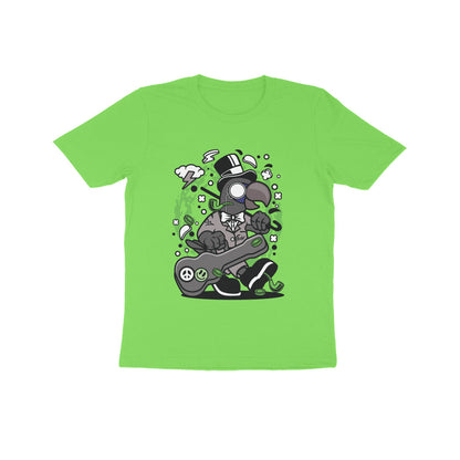 Kids' Half Sleeve Round Neck Tshirt – Green Bird Musician puraidoprints