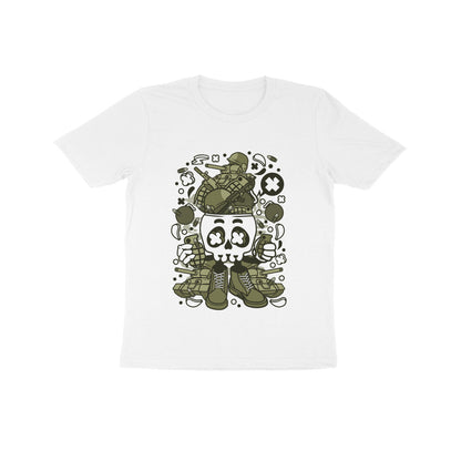 Kids' Half Sleeve Round Neck Tshirt – Green Skull Army puraidoprints