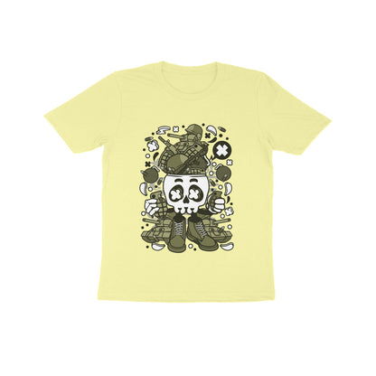 Kids' Half Sleeve Round Neck Tshirt – Green Skull Army puraidoprints