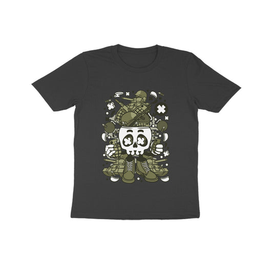 Kids' Half Sleeve Round Neck Tshirt – Green Skull Army puraidoprints