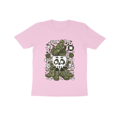 Kids' Half Sleeve Round Neck Tshirt – Green Skull Army puraidoprints