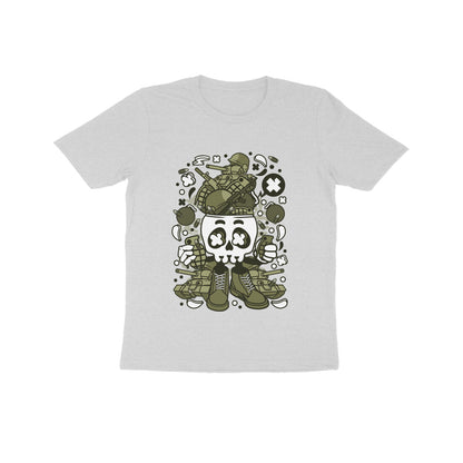Kids' Half Sleeve Round Neck Tshirt – Green Skull Army puraidoprints