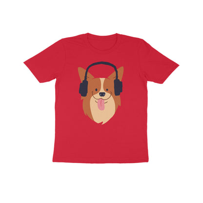 Kids' Half Sleeve Round Neck Tshirt - Music Dog puraidoprints