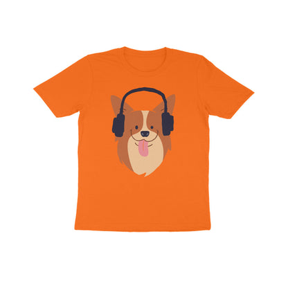 Kids' Half Sleeve Round Neck Tshirt - Music Dog puraidoprints