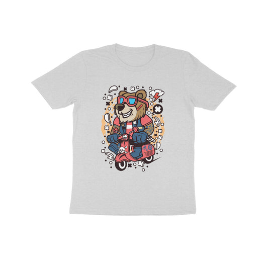 Kids' Half Sleeve Round Neck Tshirt – Orange Bear Scooterist puraidoprints