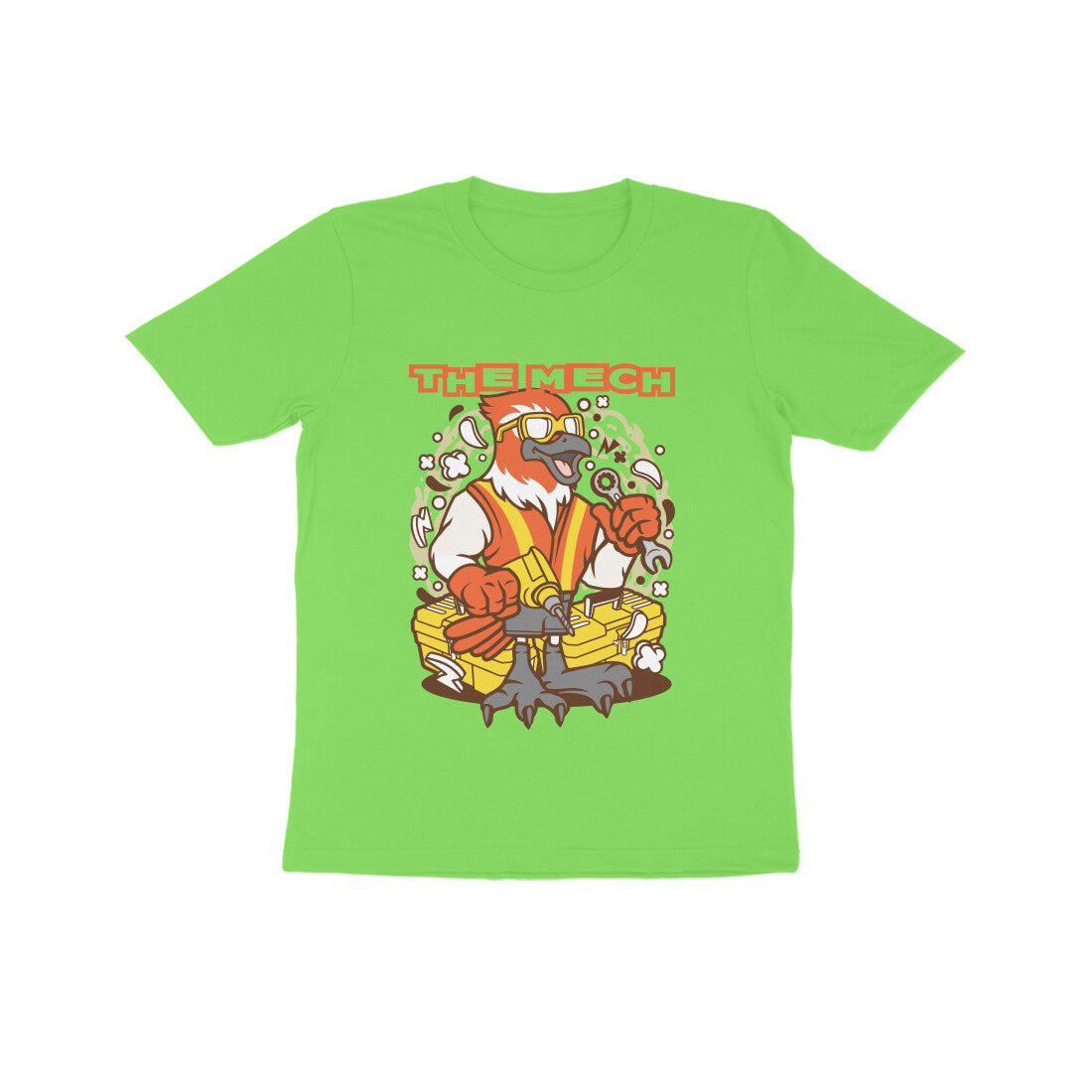 Kids' Half Sleeve Round Neck Tshirt – Orange Bird Mech puraidoprints
