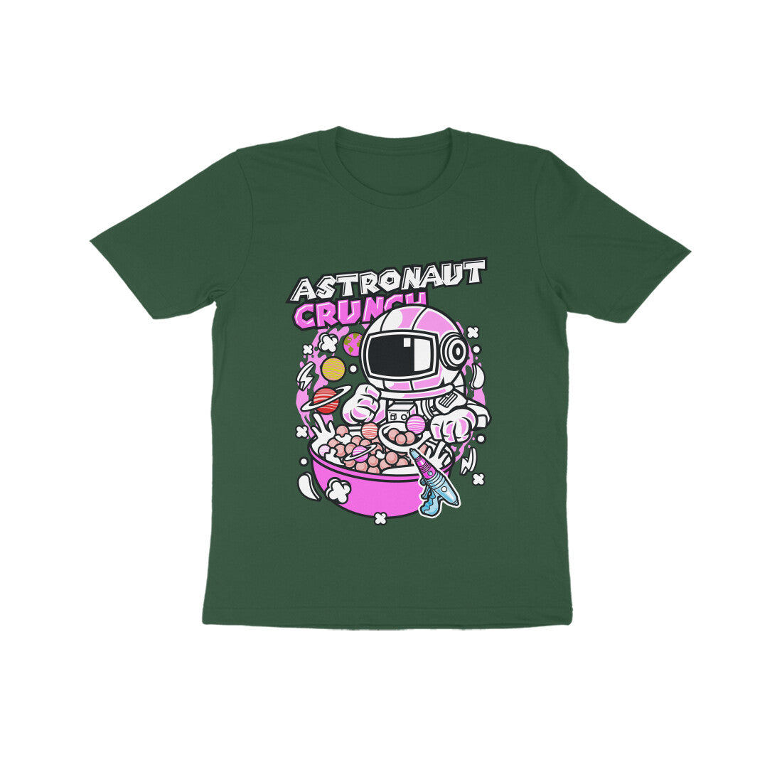 Kids' Half Sleeve Round Neck Tshirt – Pink Astronaut Crunch puraidoprints