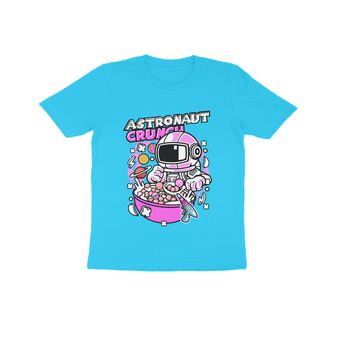 Kids' Half Sleeve Round Neck Tshirt – Pink Astronaut Crunch puraidoprints