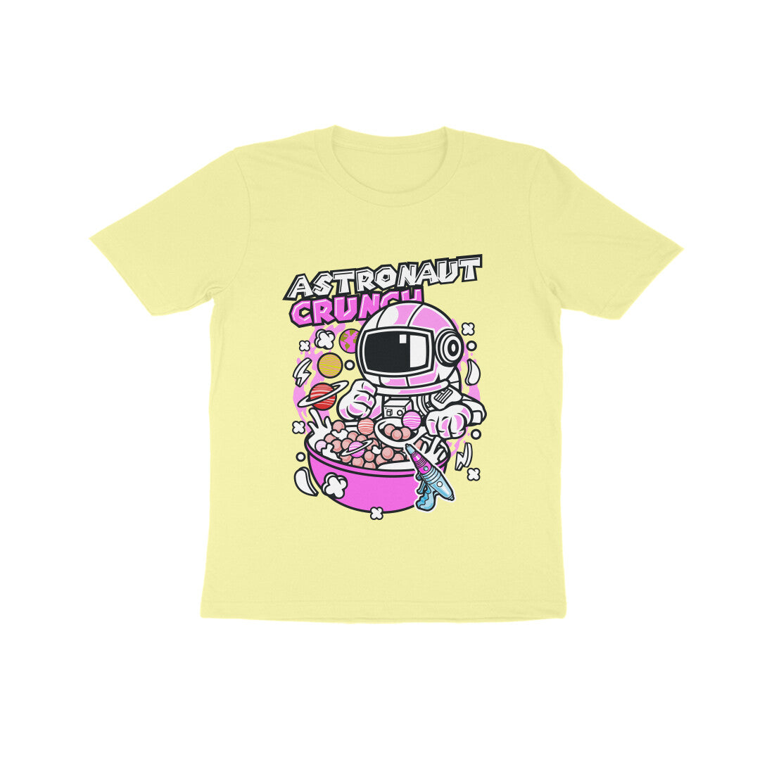 Kids' Half Sleeve Round Neck Tshirt – Pink Astronaut Crunch puraidoprints