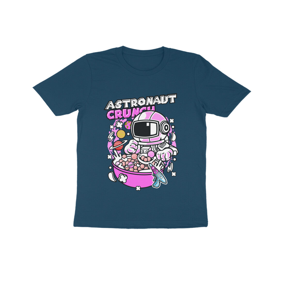 Kids' Half Sleeve Round Neck Tshirt – Pink Astronaut Crunch puraidoprints