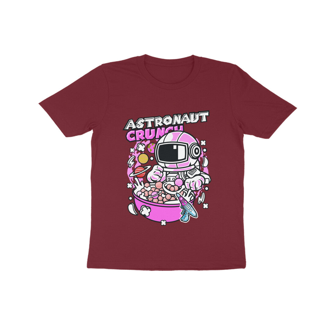 Kids' Half Sleeve Round Neck Tshirt – Pink Astronaut Crunch puraidoprints