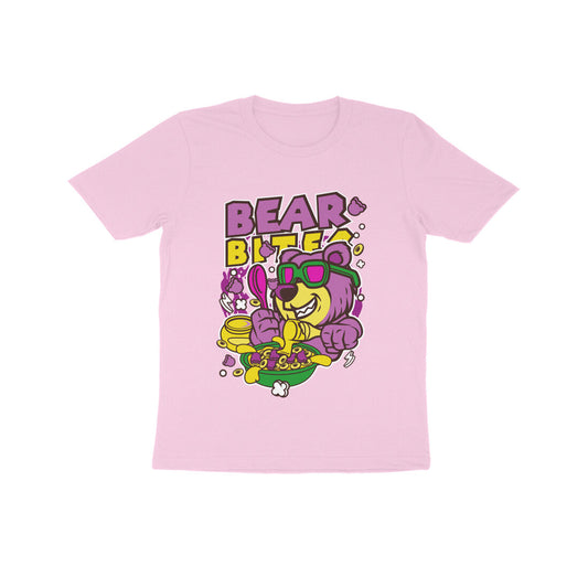 Kids' Half Sleeve Round Neck Tshirt – Pink Bear Biter puraidoprints