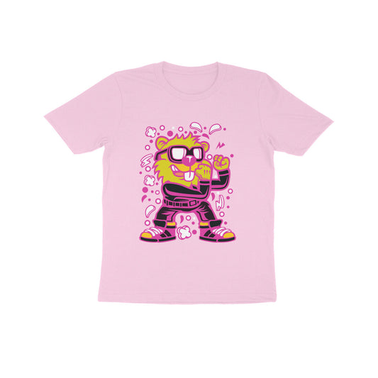 Kids' Half Sleeve Round Neck Tshirt – Pink Beaver Fighter puraidoprints