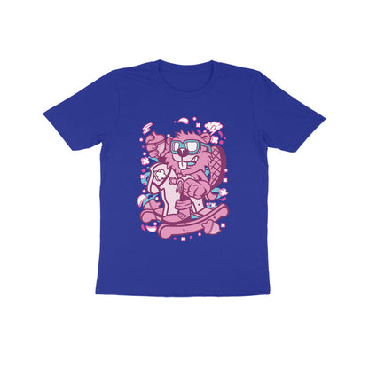Kids' Half Sleeve Round Neck Tshirt – Pink Beaver Rocking Horse puraidoprints